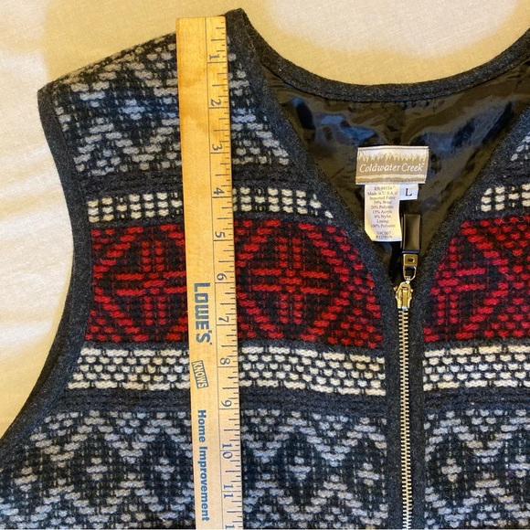 Coldwater Creek Wool Blend V Neck Lined Mixed Pattern Vest Women’s Large - Picture 7 of 9